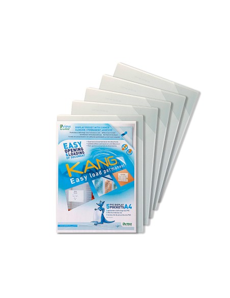 Funda de presentacion djois adhesiva permanente rigida y anti reflejo din a4 pack 5 unidades