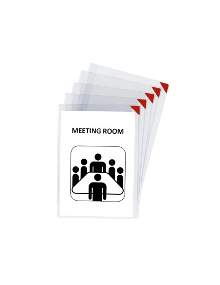 Funda de presentacion djois adhesiva removible din a4 con esquina magnetica capacidad para 10 hojas pack 5 unidades