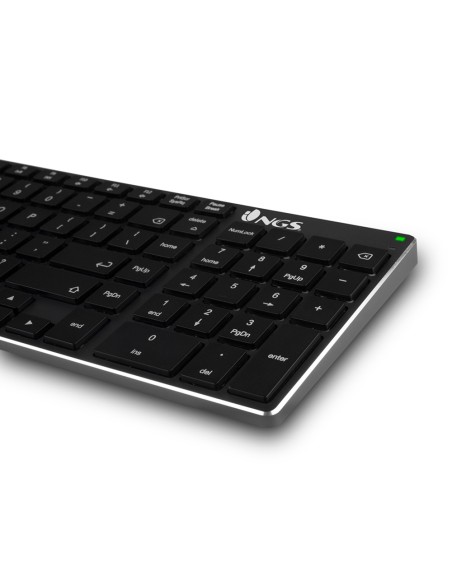 Teclado ngs fortune multimode inalambrico 12 teclas multimedia color aluminio 364x116x14 mm