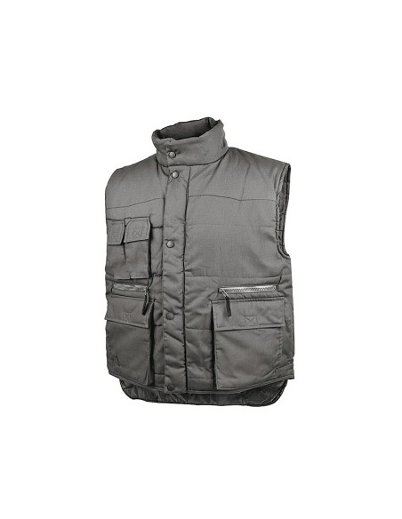 Chaleco deltaplus multibolsillos con cremallera cintura elastica protege riñones gris verde talla xxl