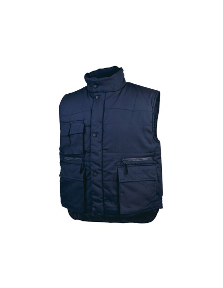 Chaleco deltaplus multibolsillos con cremallera cintura elastica color azul naranja talla xxl