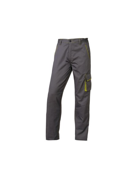 Pantalon de trabajo deltaplus cintura ajustable 5 bolsillos color gris verde talla m