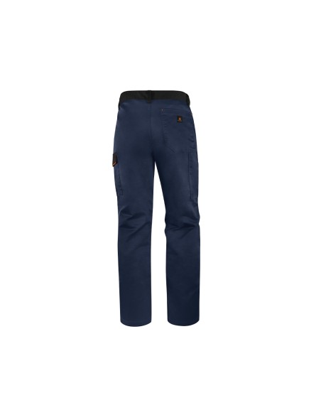 Pantalon de trabajo deltaplus cintura ajustable 5 bolsillos color azul naranja talla xs