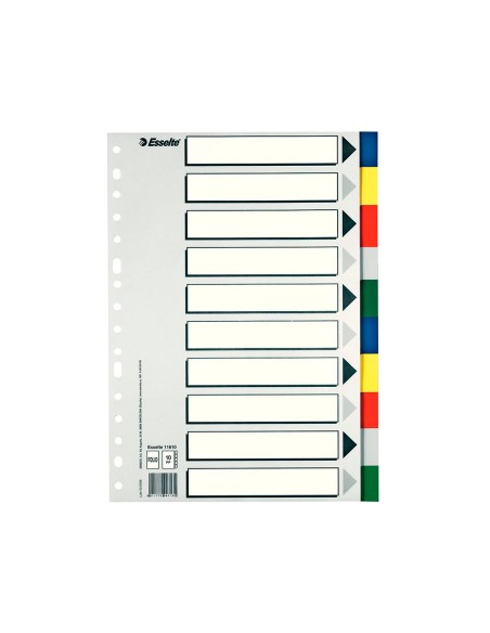Separador esselte plastico juego de 10 separadores folio con 5 colores multitaladro