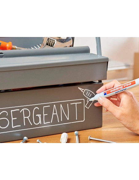 Rotulador edding punta fibra 750 blanco punta redonda 2-4 mm