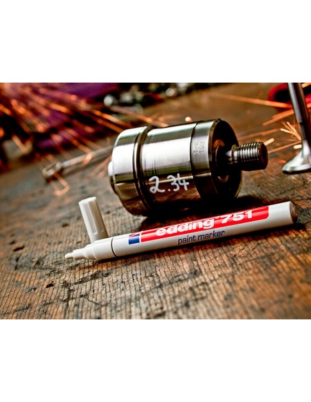 Rotulador edding punta fibra 751 blanco punta redonda 1-2 mm