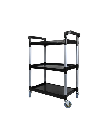 Carro de servicio multifuncional q-connect 3 estantes de polipropileno 830x420x970 mm