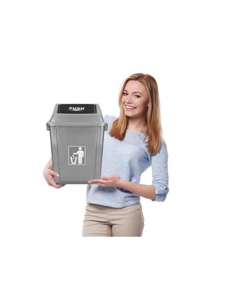 Papelera contenedor q-connect plastico con tapa de balancin 20 litros gris 340x240x450 mm