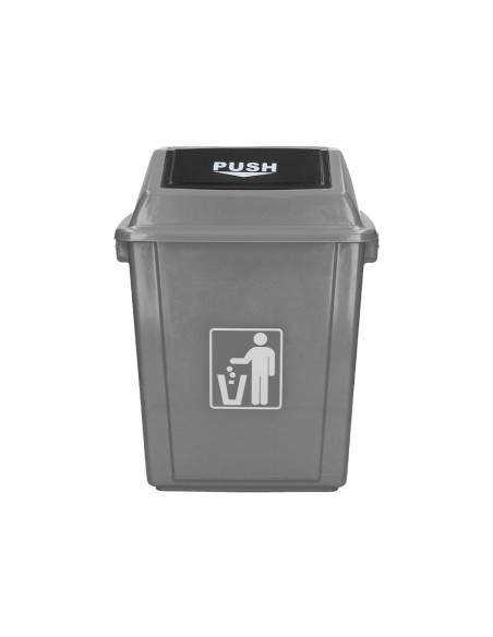 Papelera contenedor q-connect plastico con tapa de balancin 40 litros gris 410x280x610 mm