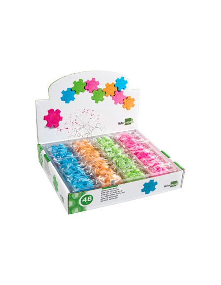 Goma de borrar liderpapel mecano con forma de rueda colores surtidos