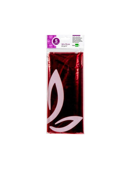 Papel celofan liderpapel 50x70 cm 22 g bolsa de 5 hojas rojo