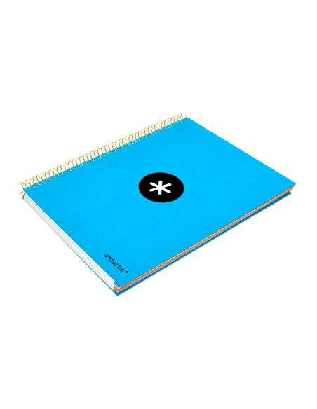 Cuaderno espiral a4 micro antartik tapa forrada 120h 90 gr liso con bandas 4 taladros color azul