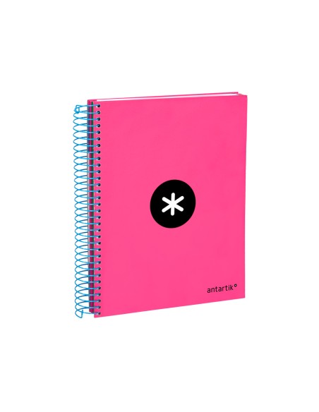 Cuaderno espiral a5 micro antartik tapa forrada 120h 90 gr cuadro 5mm 5 banda s 6 taladros color rosa
