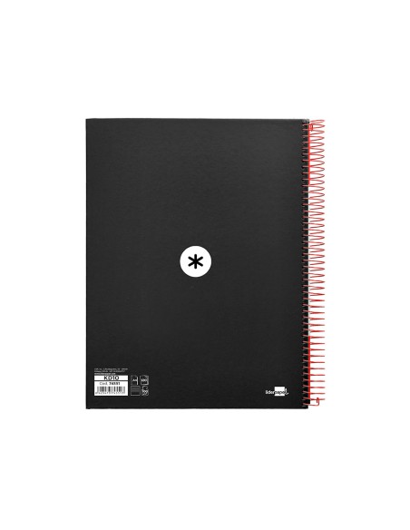 Cuaderno espiral a4 micro antartik tapa forrada 120h 90 gr horizontal 5 bandas 4 taladros color negro