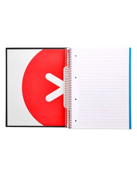 Cuaderno espiral a4 micro antartik tapa forrada 120h 90 gr horizontal 5 bandas 4 taladros color negro