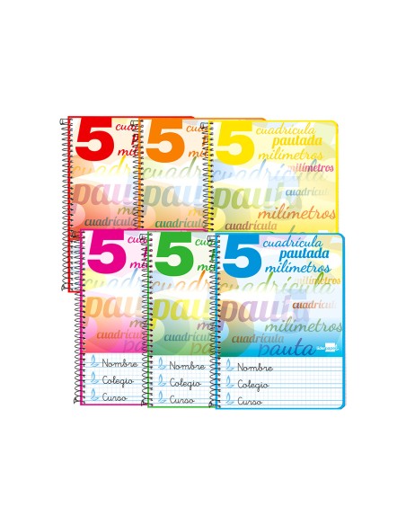 Cuaderno espiral liderpapel cuarto pautaguia tapa dura 80h 75gr cuadro pautado 5mm con margen
