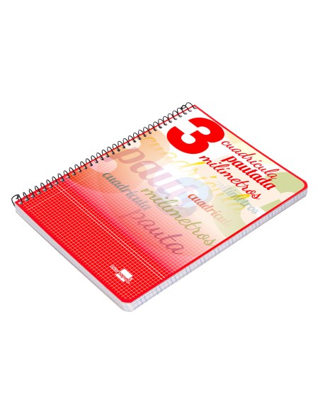 Cuaderno espiral liderpapel cuarto pautaguia tapa dura 80h 75gr cuadro pautado 3mm con margen