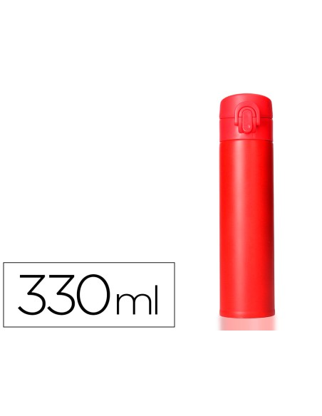 Termo liderpapel acero inoxidable con doble cobertura y sistema de apertura facil con boton 330 ml