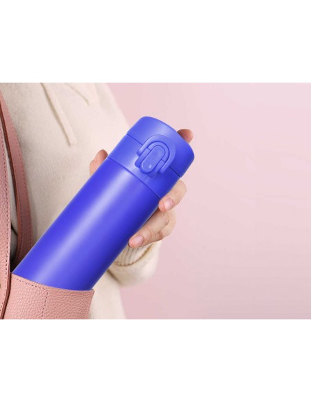 Termo liderpapel acero inoxidable con doble cobertura y sistema de apertura facil con boton 330 ml