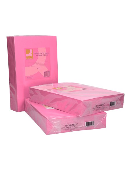 Papel color q-connect din a3 80gr rosa intenso paquete de 500 hojas
