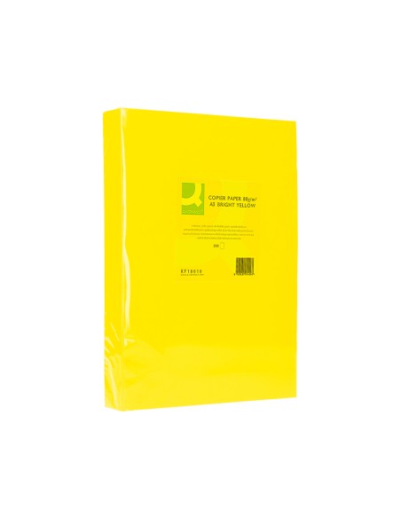 Papel color q-connect din a3 80 gr amarillo intenso paquete de 500 hojas
