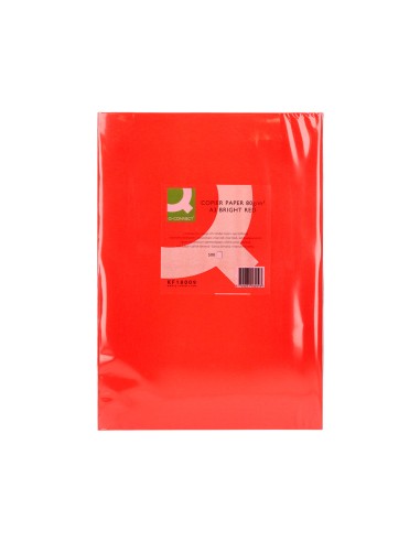 Papel color q-connect din a3 80gr rojo intenso...
