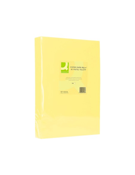 Papel color q-connect din a3 80gr amarillo paquete de 500 hojas