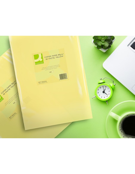 Papel color q-connect din a3 80gr amarillo paquete de 500 hojas
