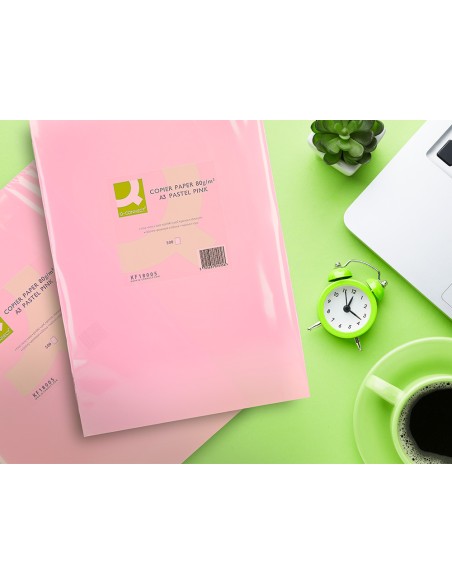 Papel color q-connect din a3 80 gr rosa paquete de 500 hojas