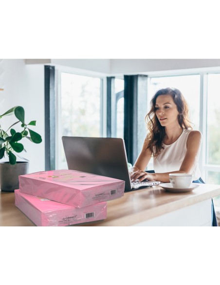 Papel color q-connect din a3 80 gr rosa paquete de 500 hojas