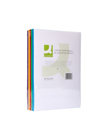 Papel color q-connect din a4 80 gr 5 colores surtidos intensos paquete de 500 hojas