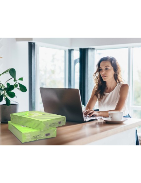 Papel color q-connect din a4 80gr verde neon paquete de 500 hojas