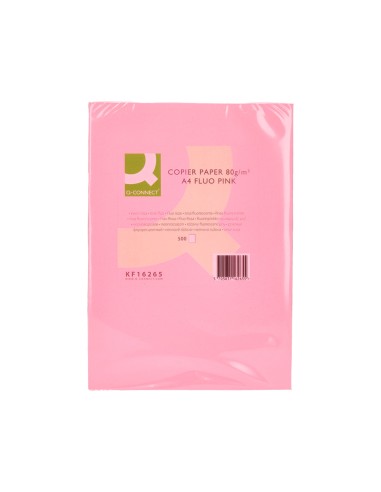 Papel color q-connect din a4 80gr rosa neon...