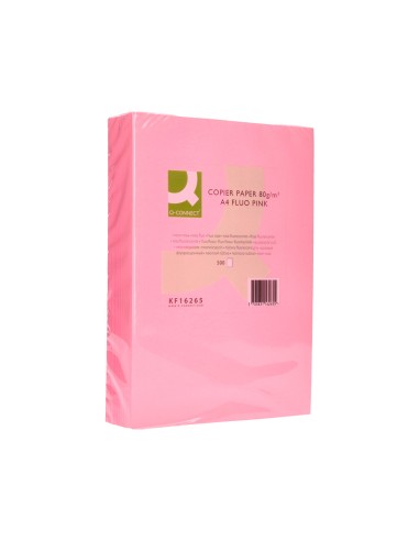 Papel color q-connect din a4 80gr rosa neon...