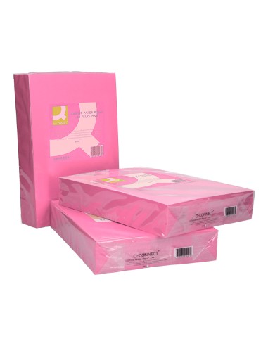 Papel color q-connect din a4 80gr rosa neon...