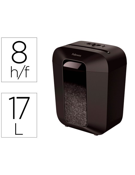Destructora de documentos fellowes lx-41 capacidad 8h seguridad p4 destruye grapas clips y tarjeta papelera 17 l