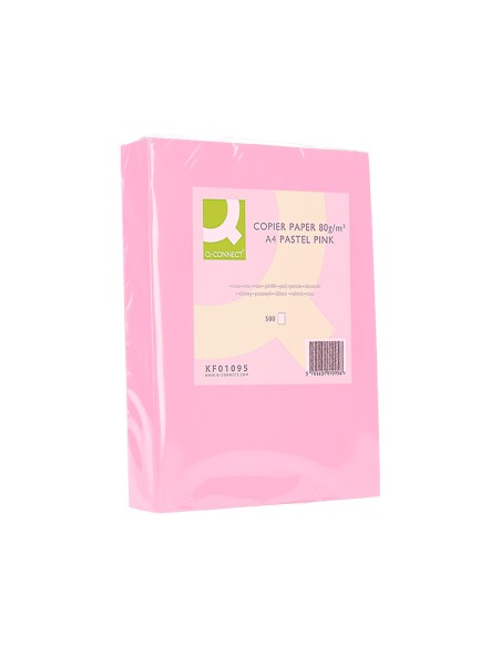 Papel color q-connect din a4 80 gr rosa paquete de 500 hojas