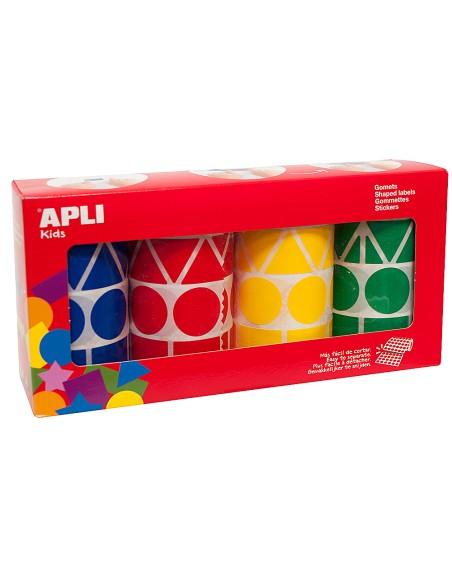 Gomets apli figuras surtidas t amaño xl pack de 4 rollos colores surtidos 5428 unidades