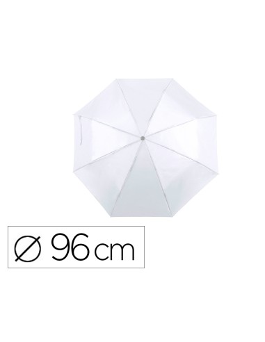 Paraguas plegable blanco de poliester 96 cm de...