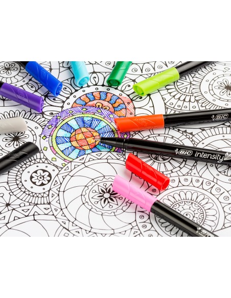 Rotulador bic intensity fine punta de fibra 0,4 mm expositor 192 unidades colores surtidos 160x130x345 mm