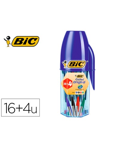 Boligrafo bic cristal mega tubo 16+4 unidades...