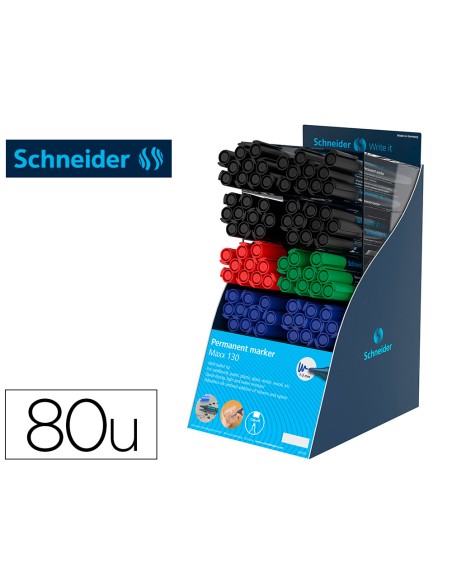 Rotulador schneider maxx 130 permanente punta redonda 1-3 mm reciclado 95% exp.80 unidades stdas. 218x315x168 mm