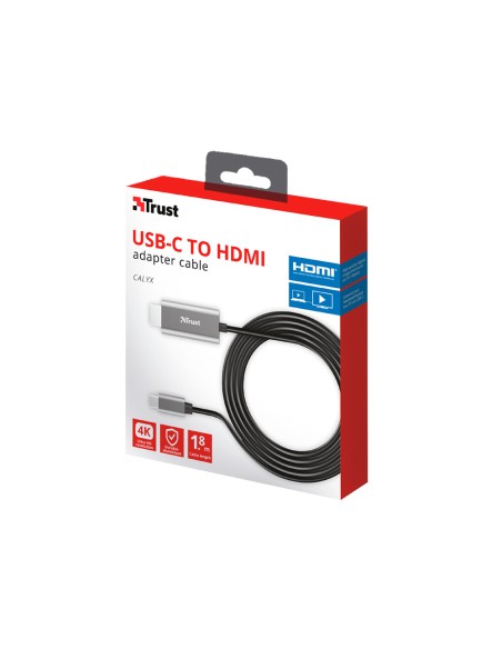 Cable trust calyx adaptador usb-c a hdmi longitud 1,8 m color negro