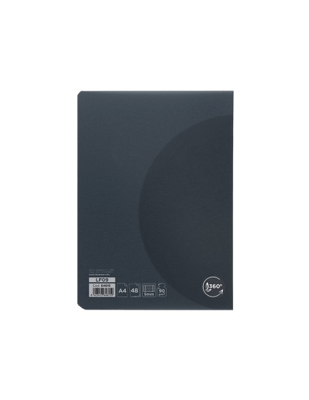 Libreta liderpapel 360 tapa de plastico a4 48 hojas 90gr 5mm con doble margen tapa negra
