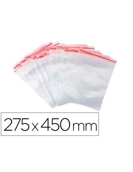 Bolsa plastico autocierre q-connect 275x450 mm paquete de 100 unidades
