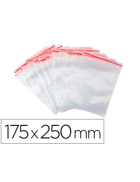 Bolsa plastico autocierre q-connect 175x250 mm paquete de 100 unidades
