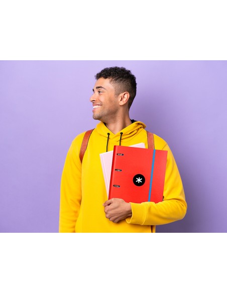 Carpeta con recambio antartik a4 cuadro 5mm forrada 4 anillas 40mm redondas con solapa colores surtidos