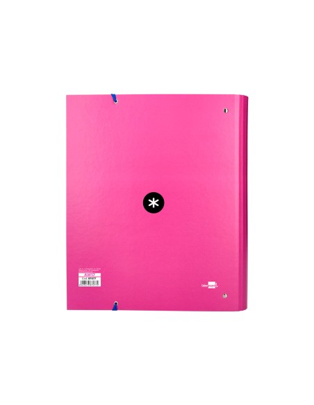 Carpeta con recambio antartik a4 cuadro 5mm forrada 4 anillas 40mm redondas con solapa color rosa