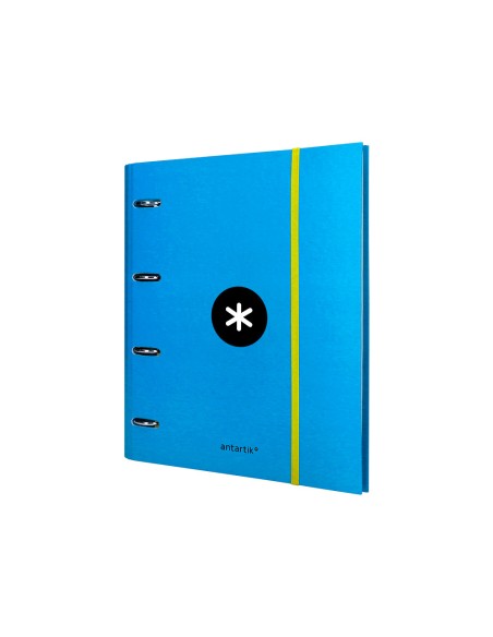 Carpeta con recambio antartik a4 cuadro 5mm forrada 4 anillas 40mm redondas con solapa color azul