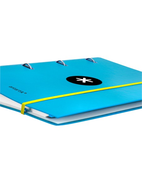 Carpeta con recambio antartik a4 cuadro 5mm forrada 4 anillas 40mm redondas con solapa color azul